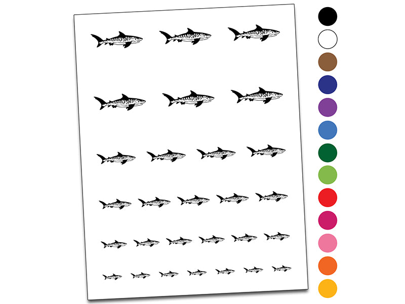 Striped Tiger Shark Temporary Tattoo Water Resistant Fake Body Art Set