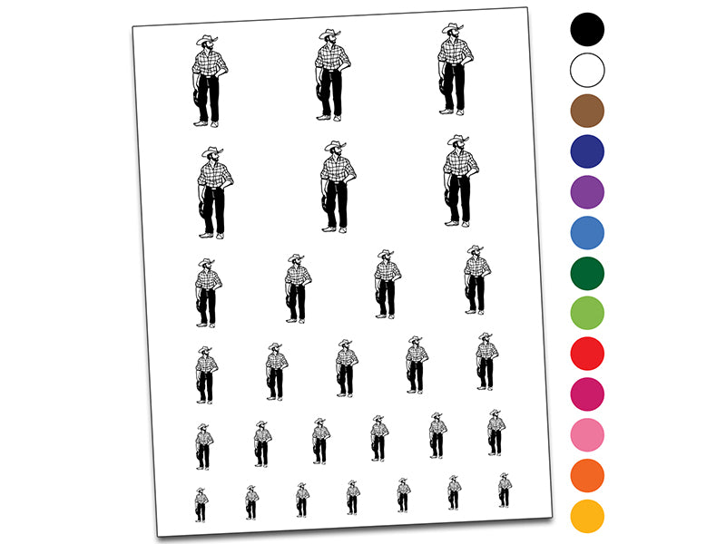 Country Cowboy Man Temporary Tattoo Water Resistant Fake Body Art Set Collection