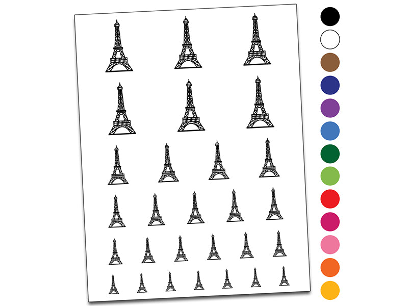Eiffel Tower Paris France Temporary Tattoo Water Resistant Fake Body Art Set Collection