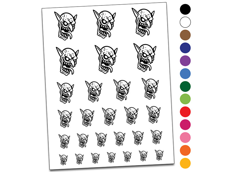 Evil Smiling Goblin Face Temporary Tattoo Water Resistant Fake Body Art Set Collection