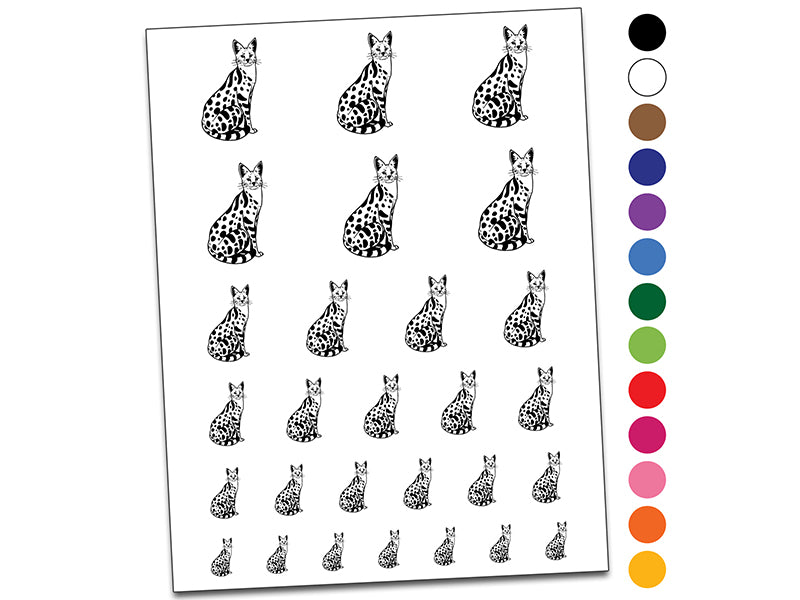 Serval Spotted Wild Cat Temporary Tattoo Water Resistant Fake Body Art Set Collection