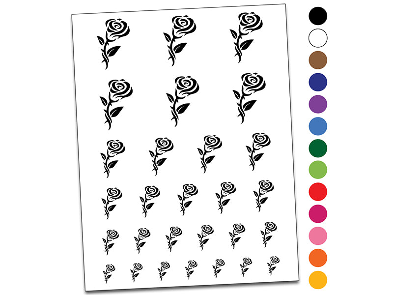 Tribal Rose Flower Temporary Tattoo Water Resistant Fake Body Art Set Collection