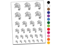 Veiled Chameleon Artsy Contour Line Temporary Tattoo Water Resistant Fake Body Art Set Collection