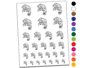 Veiled Chameleon Artsy Contour Line Temporary Tattoo Water Resistant Fake Body Art Set Collection
